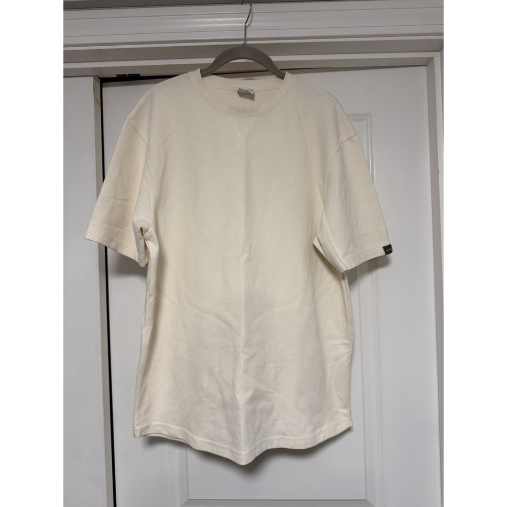 Zara, Men's Standard Print Cream T-Shirt, Medium